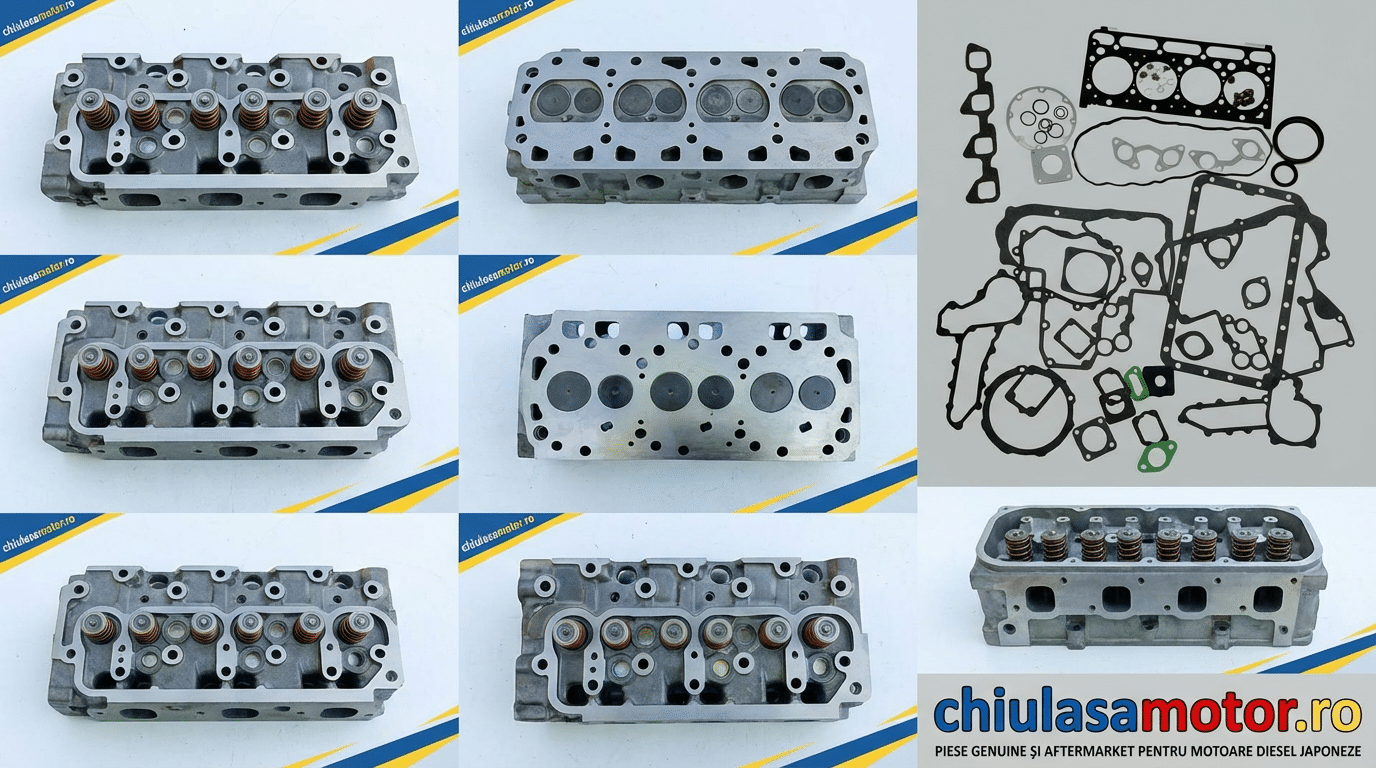 Chiuloasă motor industrial Kubota și Yanmar complet echipată cu supape și arcuri, pregătită pentru montaj - chiulasamotor.ro